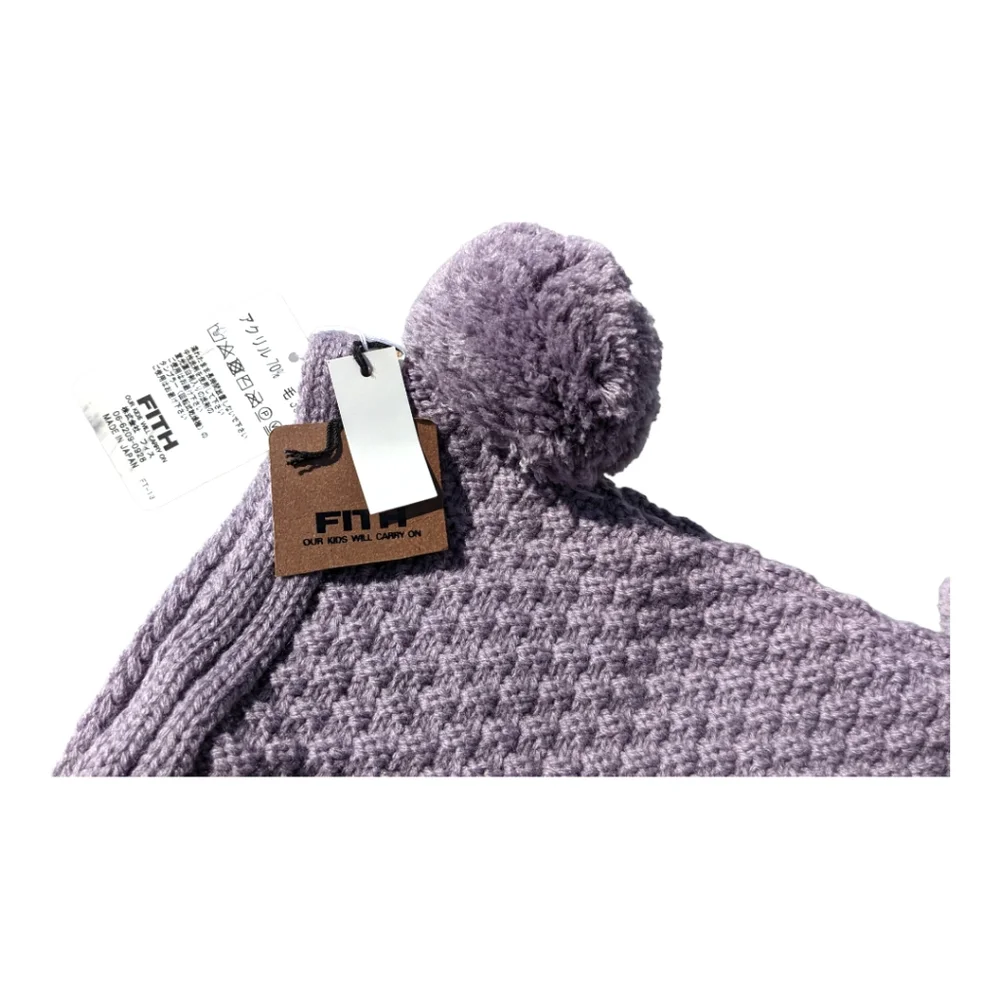 Fith size 90 2t Purple Knit Hand Warmer w PomPoms - Picture 3 of 7
